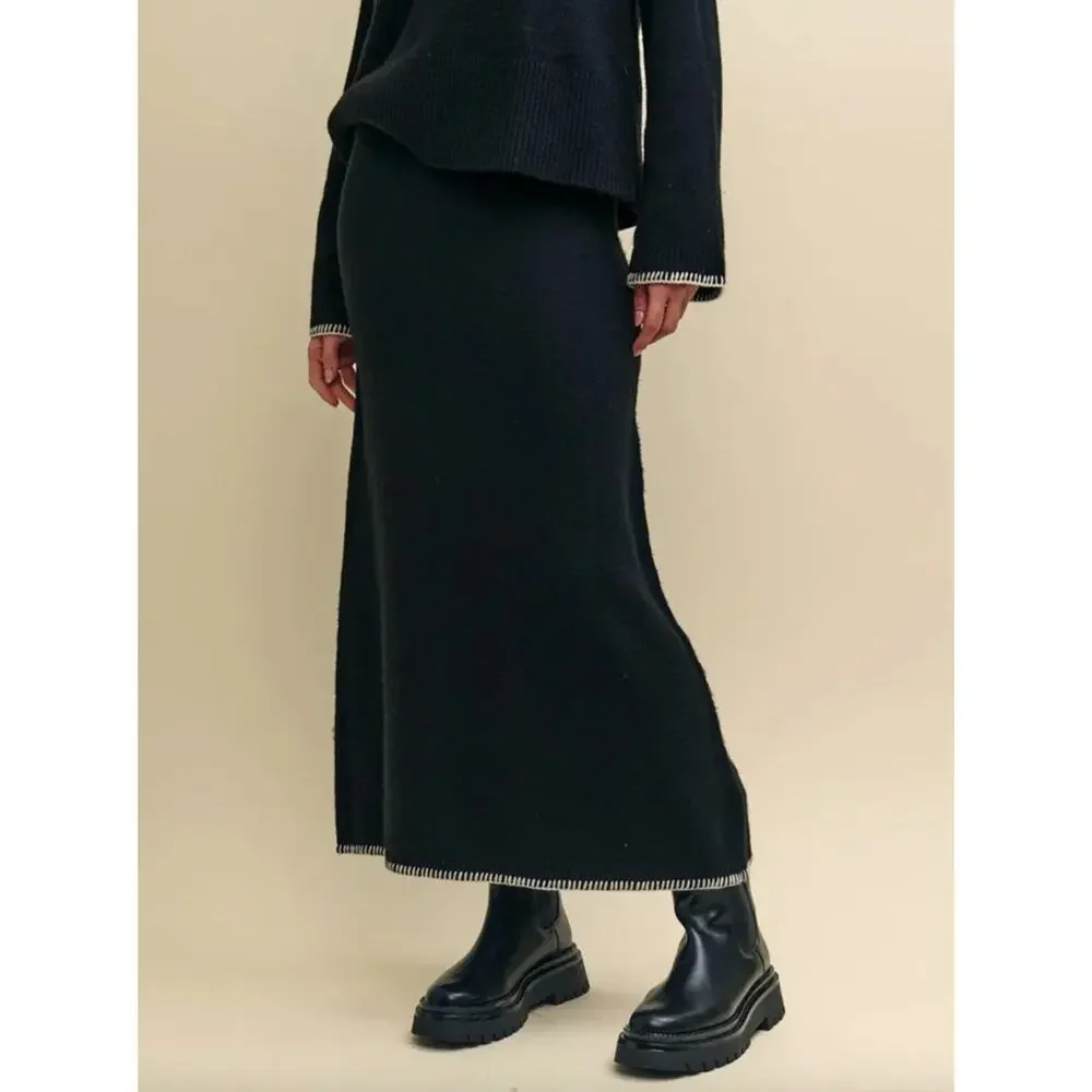 Nobody's Child Whip Stitch Wool Scoop Neck Jumper & Skirt SET